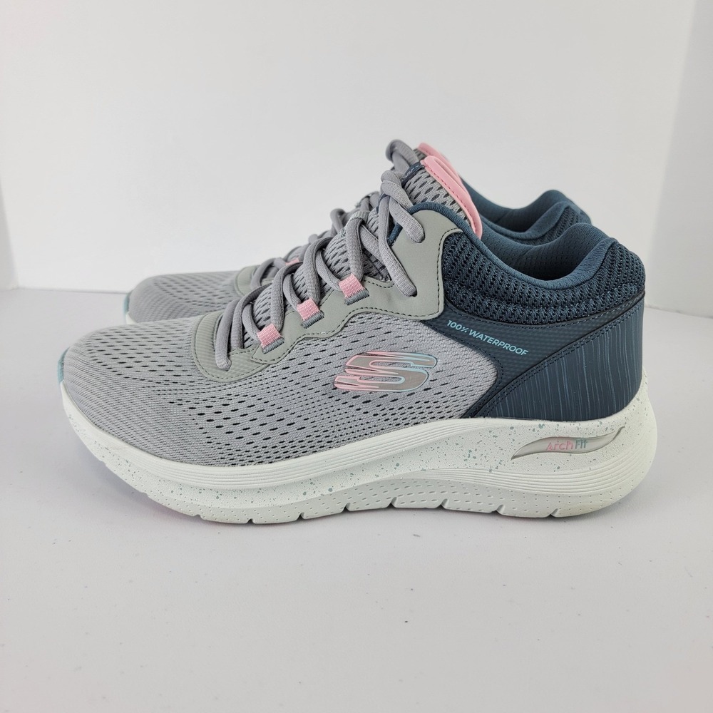 Skechers Arch Fit 2.0 Rainy Days Sneakers Womens 8 Grey Waterproof Walking Shoes - Picture 3 of 14